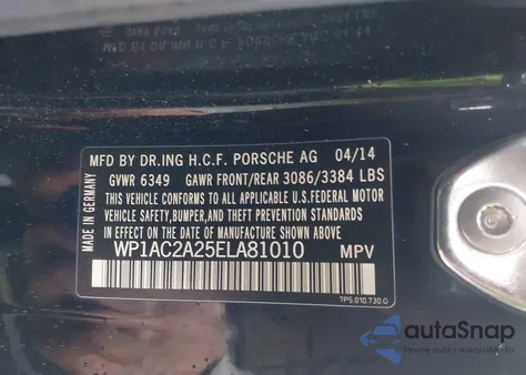 2014 Porsche Cayenne Turbo из США, поврежденный, VIN WP1AC2A25ELA81010